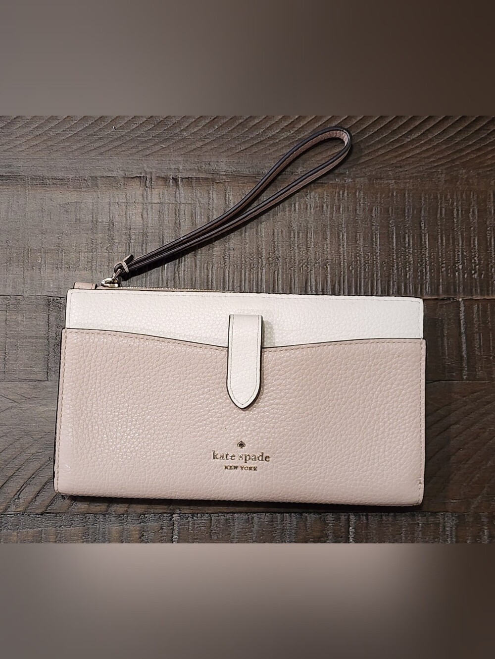 Kate Spade Two-Tone Pink & Cream Wristlet Wallet